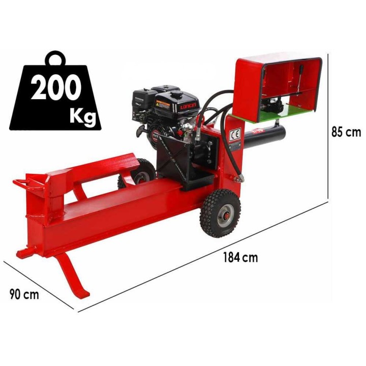 16T vaakasuora bensiinikäyttöinen halkomakone, Loncin 200F, 6,5 HP, 40 cm