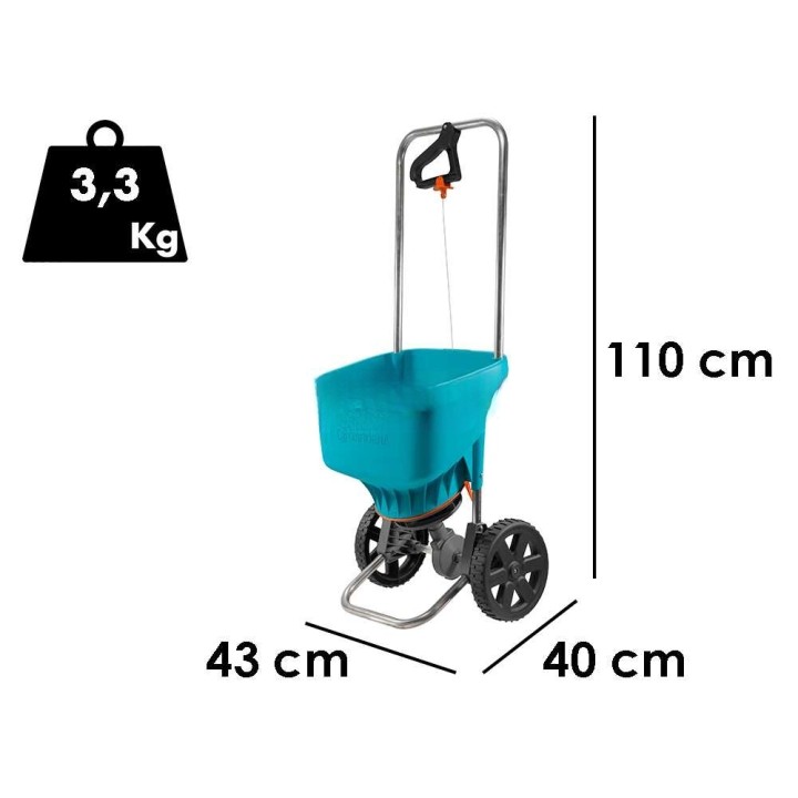 Gardena 436-20 XL työnnettävä lannoitteenlevitin, 18 l, 1,5–6 m