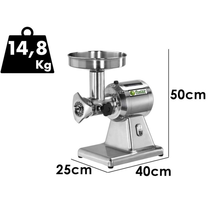 Fimar TC12S sähkölihamylly, 750 W, 230 V, ruostumaton teräs