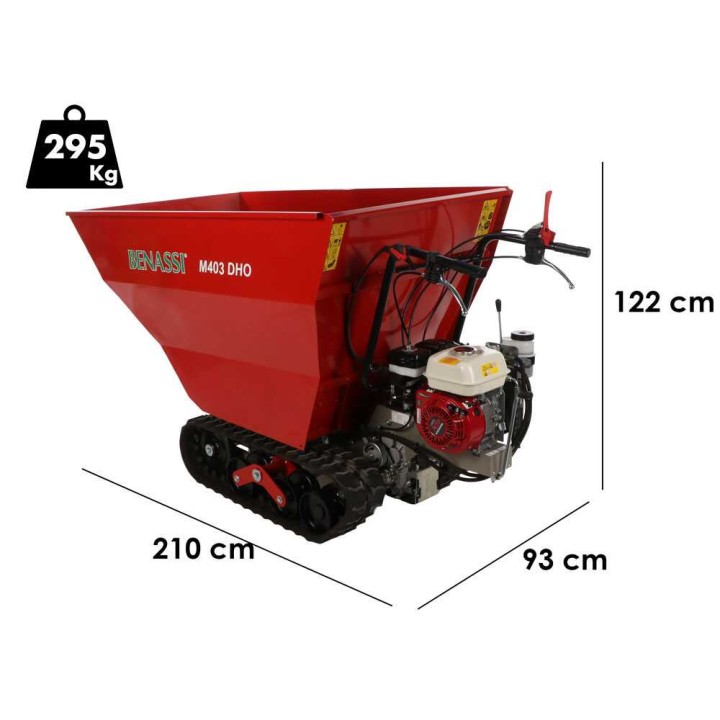 Benassi M403DHO telaketjukuljetin, hydraulinen dumper-lava, 400 kg, Honda GX160