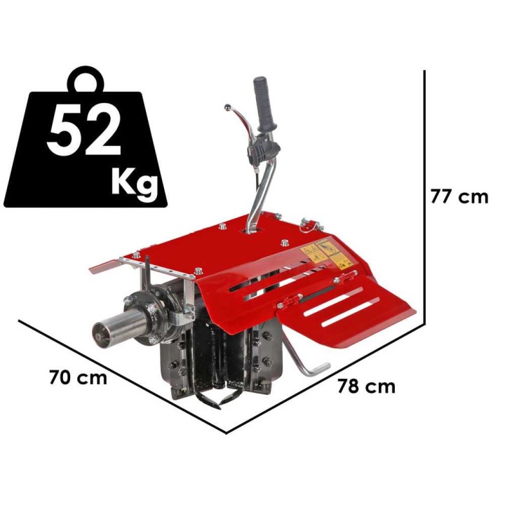 Käännettävä pyörivä aura moottorijyrsimelle, vähintään 8 HP, 350 mm