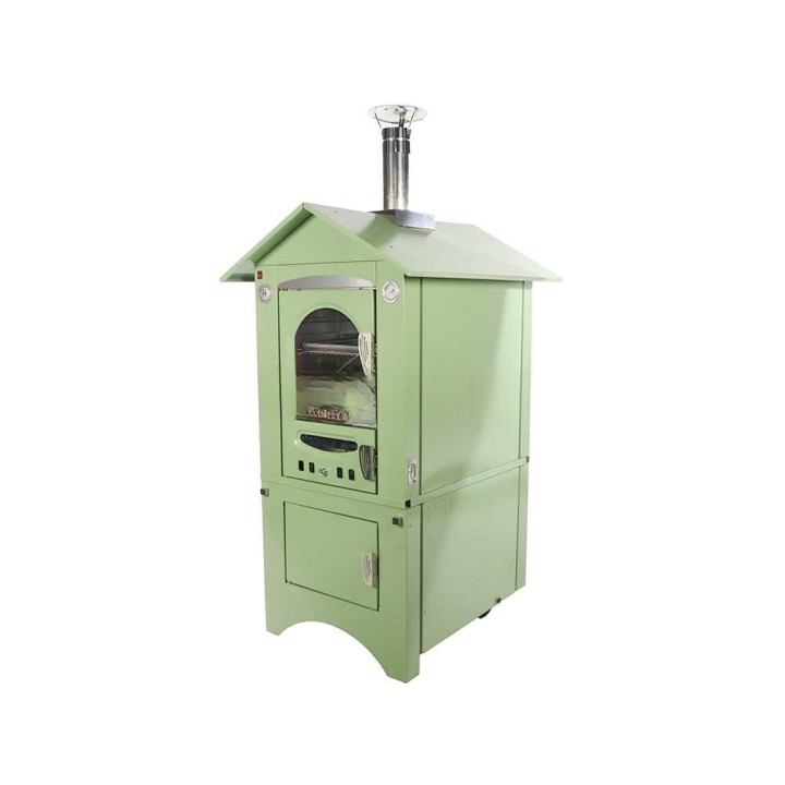 Clementi Smart puulämmitteinen pizzauuni ulkokäyttöön, 45 × 80 cm, vihreä