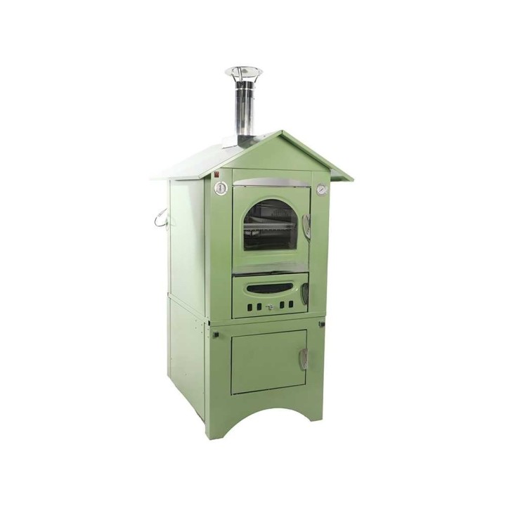 Clementi Smart puulämmitteinen pizzauuni ulkokäyttöön, 45 × 80 cm, vihreä