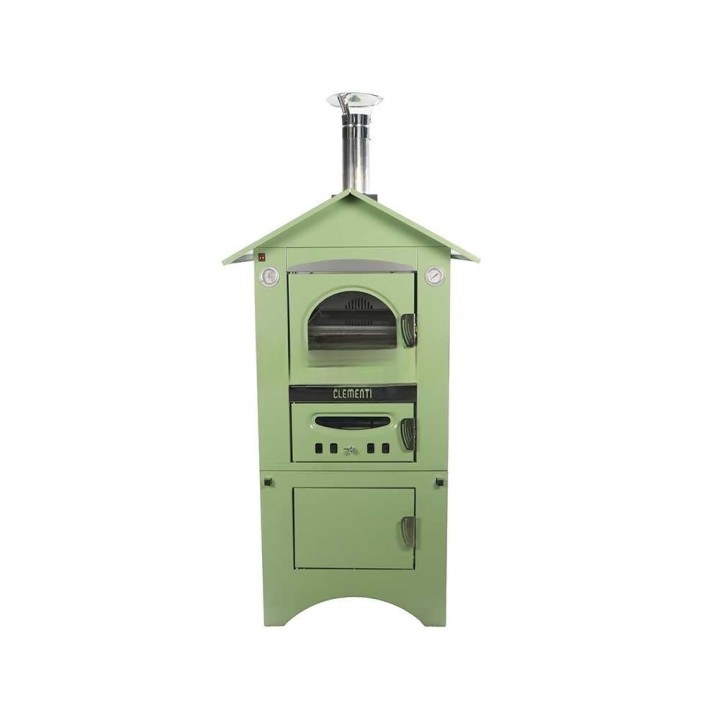 Clementi Smart puulämmitteinen pizzauuni ulkokäyttöön, 45 × 80 cm, vihreä