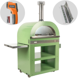 Clementi Gold Verde puulämmitteinen pizzauuni ulkokäyttöön 80 60 cm 4 pizzaa 500 C
