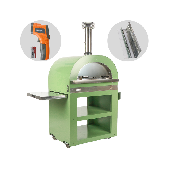 Clementi Gold Verde puulämmitteinen pizzauuni ulkokäyttöön 80 60 cm 4 pizzaa 500 C