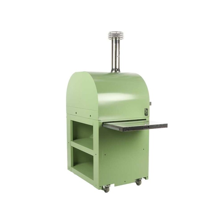 Clementi Gold Verde puulämmitteinen pizzauuni ulkokäyttöön, 80 × 60 cm, 4 pizzaa, 500 °C