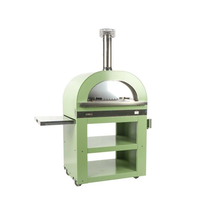Clementi Gold Verde puulämmitteinen pizzauuni ulkokäyttöön, 80 × 60 cm, 4 pizzaa, 500 °C