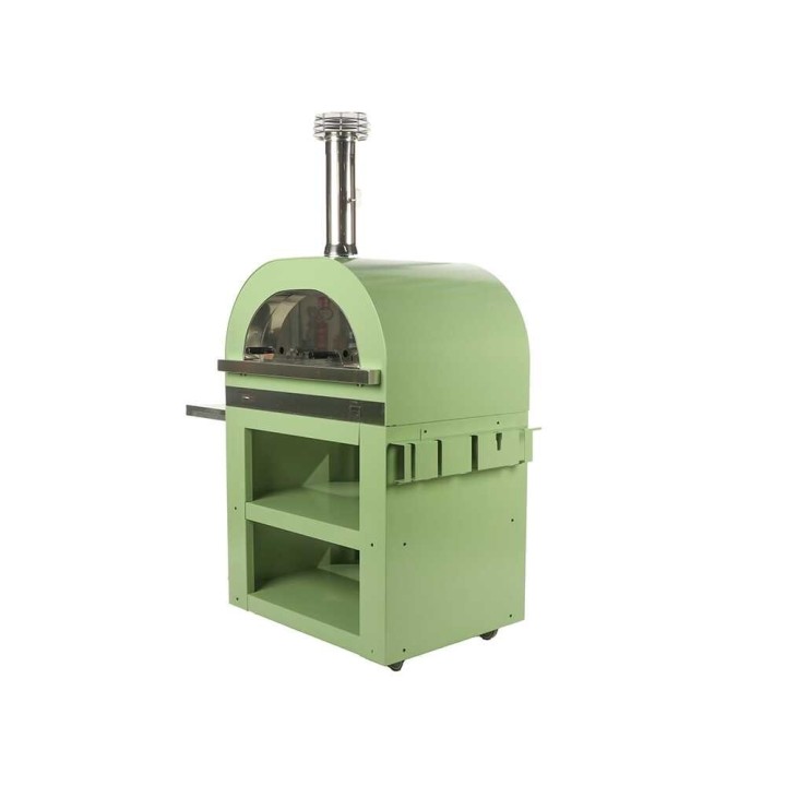 Clementi Gold Verde puulämmitteinen pizzauuni ulkokäyttöön, 80 × 60 cm, 4 pizzaa, 500 °C