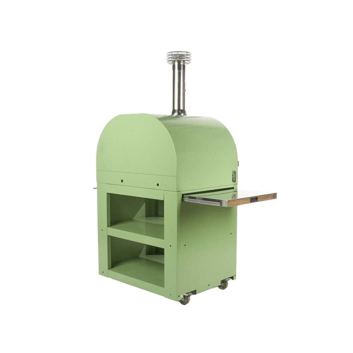 Clementi Gold Verde puulämmitteinen pizzauuni ulkokäyttöön, 80 × 60 cm, 4 pizzaa, 500 °C