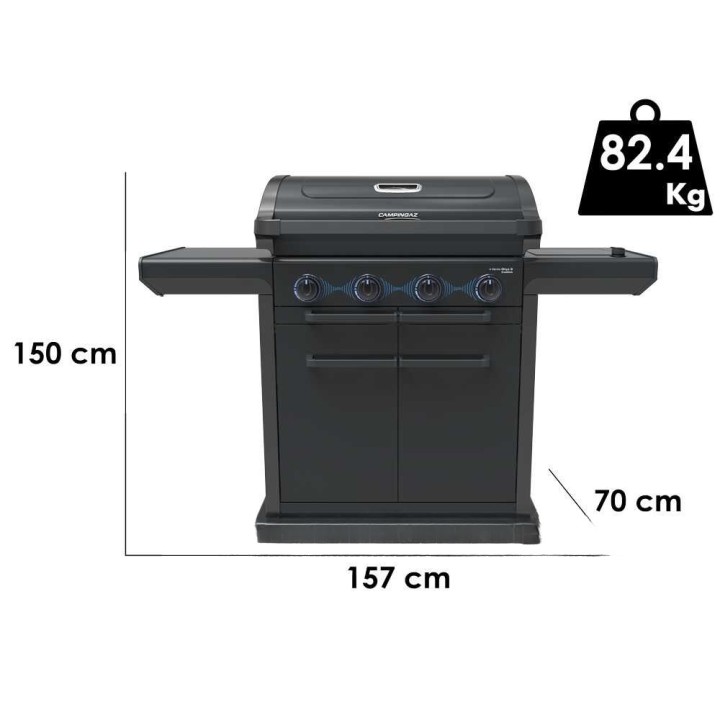 Campingaz 4 Series Onyx S Dualgas kaasugrilli, 4 poltinta, 13,6 kW, nestekaasu tai maakaasu