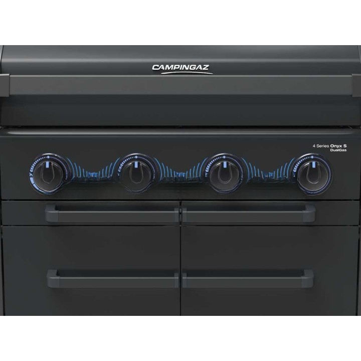 Campingaz 4 Series Onyx S Dualgas kaasugrilli, 4 poltinta, 13,6 kW, nestekaasu tai maakaasu