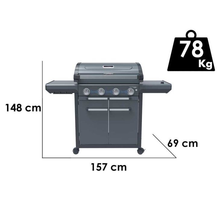 Campingaz 4 Series Premium S DualGas kaasugrilli, nestekaasu tai maakaasu, 13,6 kW
