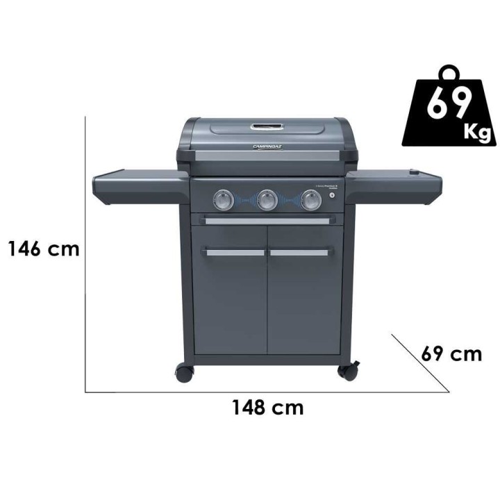 Campingaz 3 Series Premium S Dualgas kaasugrilli, 10,2 kW, nestekaasu tai maakaasu