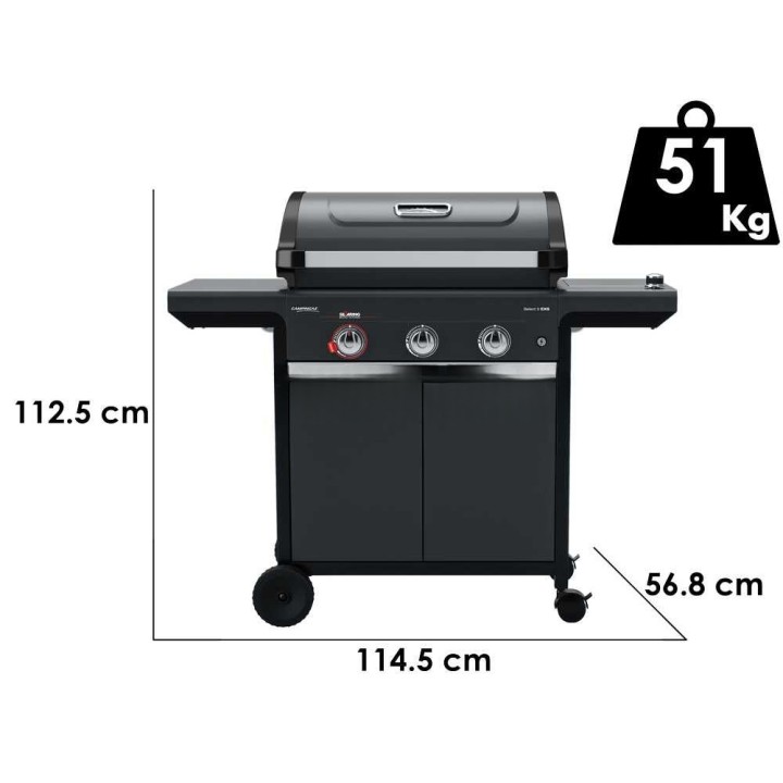 Campingaz 3 Select EXS SBS kaasugrilli, 3 poltinta, 2 500 cm², sivukeitin