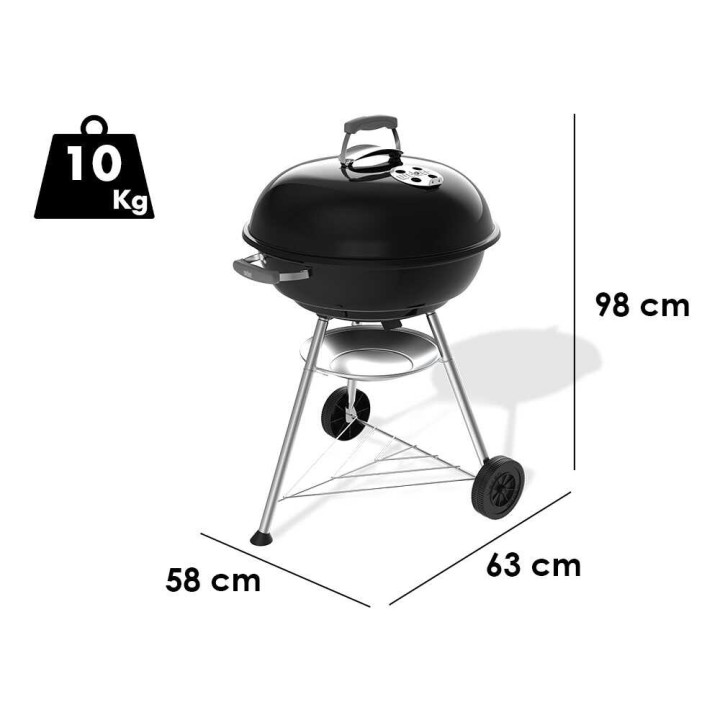 Weber Compact Kettle 57 hiiligrilli, Ø 57 cm, kromattu ritilä