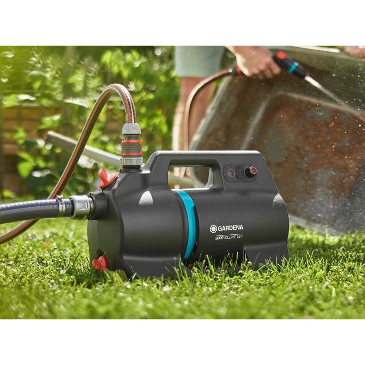 Gardena 3000 Silent 18V P4A akkukäyttöinen itseimevä pumppu, 3 000 l/h, 18 V