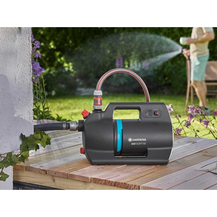 Gardena 3000 Silent 18V P4A akkukäyttöinen itseimevä pumppu, 3 000 l/h, 18 V