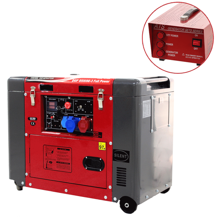 GeoTech Pro DGP8500SE 3 dieselgeneraattori 6 kW Full Power AVR ja ATS