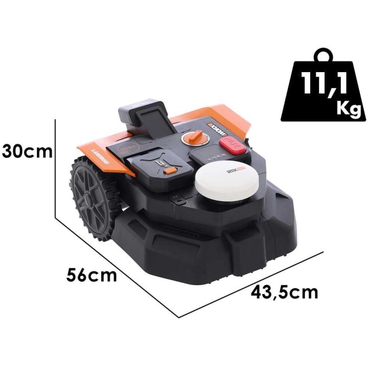 Worx Landroid Vision Cloud WR365E robottiruohonleikkuri, 650 m², ilman rajakaapelia, 20 V