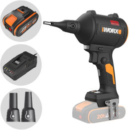 Worx WX099 akkukompressori 20 V 4 Ah puhallukseen ja täyttöön