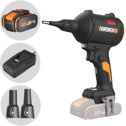 Worx WX099 akkukompressori 20 V 4 Ah 3 suutinta