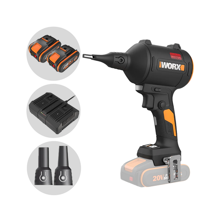 Worx Nitro WX099 akkukompressori 2 20 V 4 Ah kaksoislaturi
