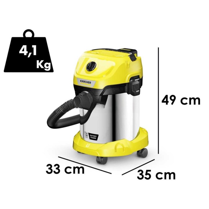 Karcher WD 3-18 S V-17/20 märkä-kuivaimuri, 18 V, 17 l