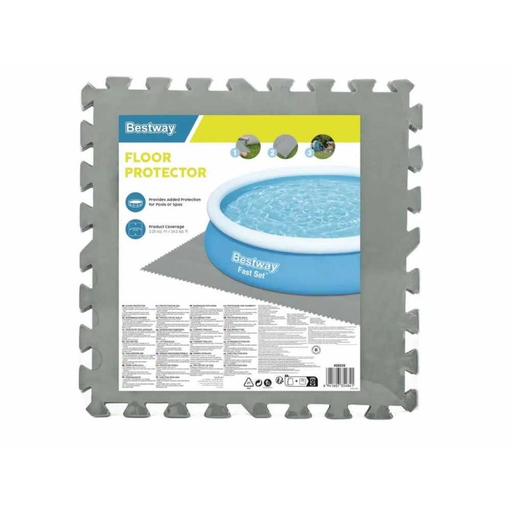 Bestway 58639 pohjalaatat uima-altaalle, harmaa, 9 kpl, 50 × 50 cm