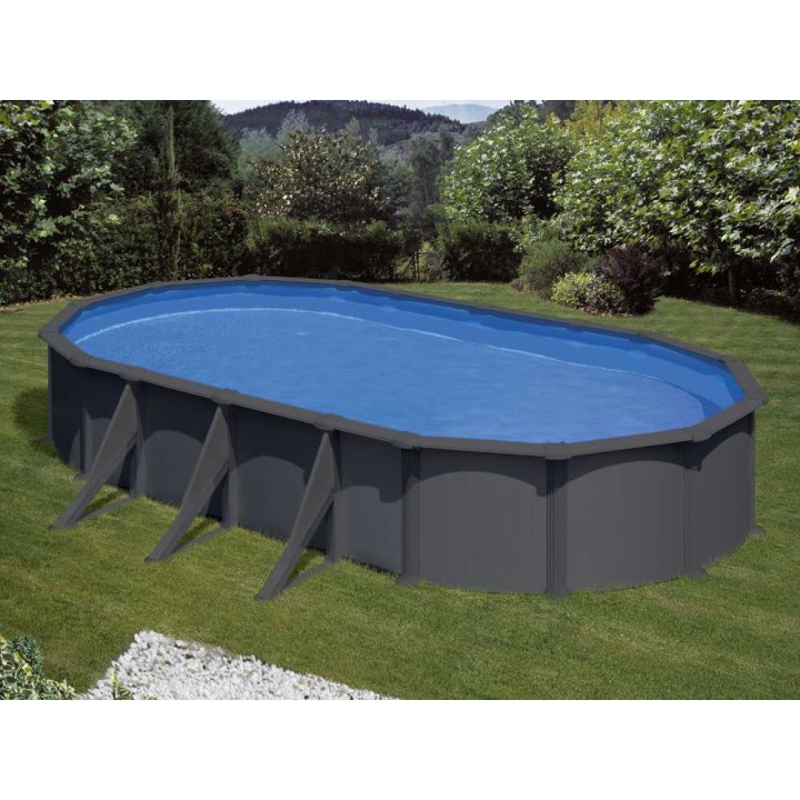 Gre KITPROV738GY soikea teräsallas 730 × 375 × 132 cm, antrasiitti