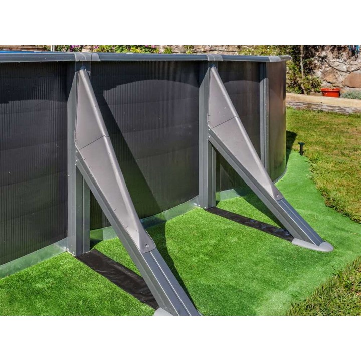 Gre Anthracite Ovale teräsallas, 610 × 375 × 132 cm, antrasiitti