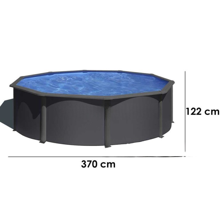 Gre Anthracite Rotonda Ø350 × 120 cm teräsallas, hiekkasuodatin, antrasiitti