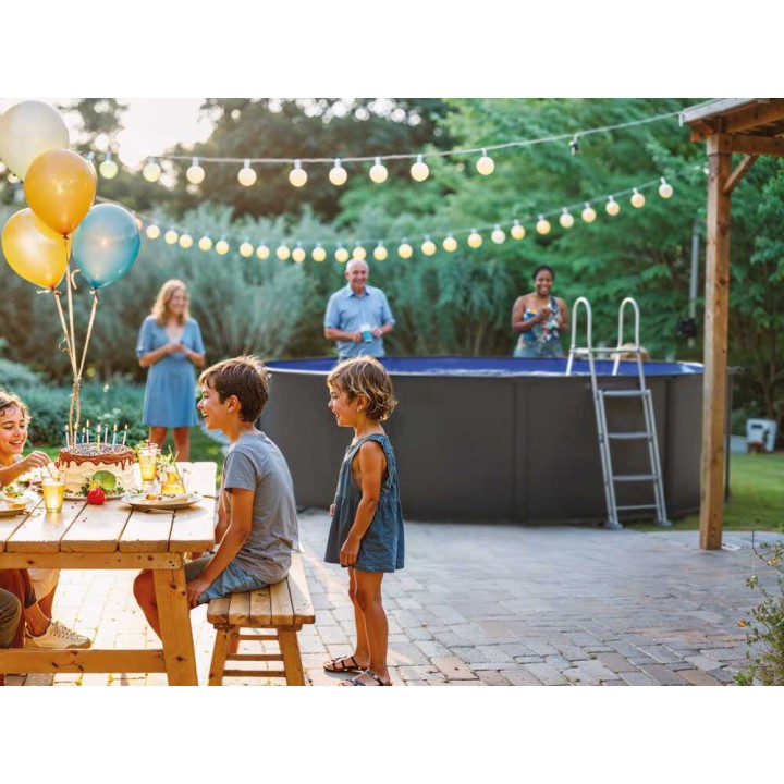 Gre Anthracite Rotonda Ø350 × 120 cm teräsallas, hiekkasuodatin, antrasiitti