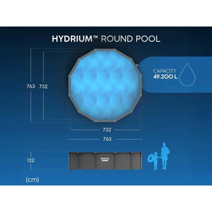 Bestway Hydrium 561RP pyöreä uima-allas, 732 × 132 cm, 49 200 l