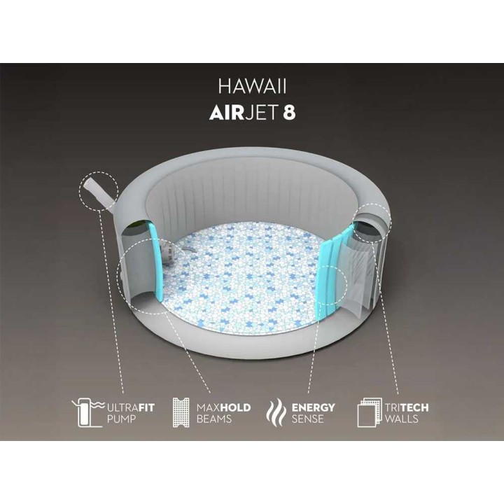 Bestway Lay-Z-Spa Hawaii AirJet 6001J -poreallas, 236 × 236 × 71 cm, 7–8 henkilöä