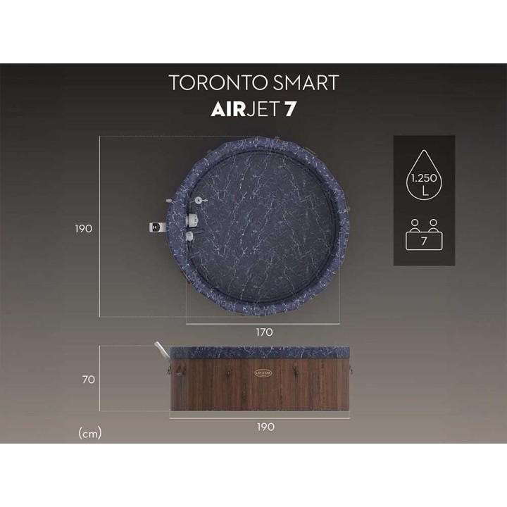 Bestway Lay-Z-Spa Toronto AirJet 6001W -poreallas, 190 × 190 × 70 cm, 5–6 henkilölle