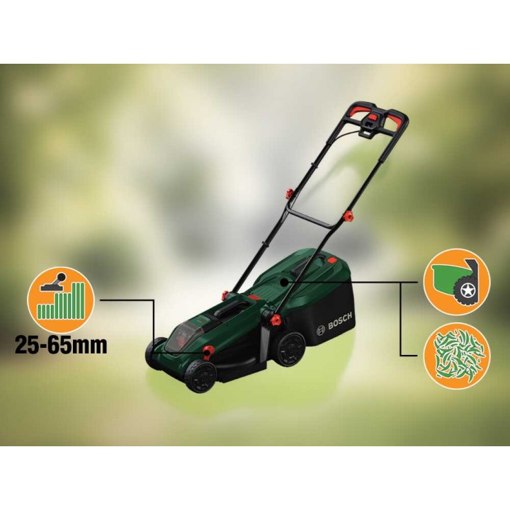 Bosch Rotak18V-34 akkuruohonleikkuri, 34 cm, 18 V, ilman akkua ja laturia