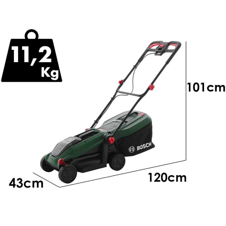 Bosch Rotak18V-34 akkuruohonleikkuri, 34 cm, 18 V, ilman akkua ja laturia