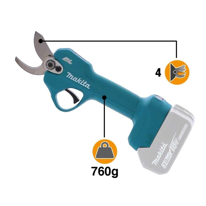 Makita DUP181Z akkukäyttöiset oksasakset, 18 V, 30 mm, ilman akkua ja laturia
