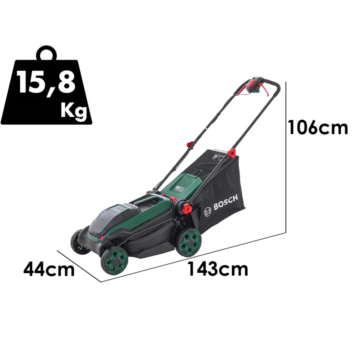 Bosch Rotak18V2-38 akkuruohonleikkuri, 38 cm, 36 V, ilman akkua ja laturia