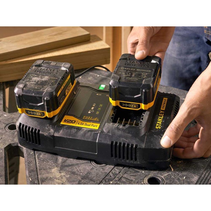 Stanley SFMCB24-QW kaksoislaturi V20 Fatmax -akuille, 18 V, 4 A