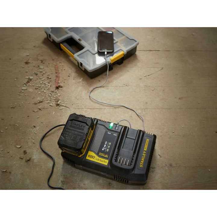 Stanley SFMCB24-QW kaksoislaturi V20 Fatmax -akuille, 18 V, 4 A