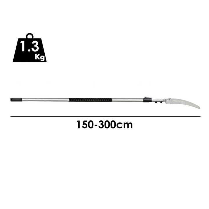 Vesco CA33 teleskooppinen oksasaha, 33 cm:n kaareva terä, 150–300 cm alumiinivarsi