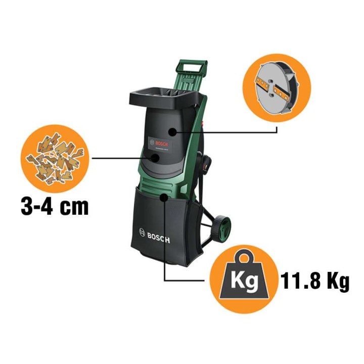 Bosch UniversalShredder biotriturattori, 36 V, 25 mm, ilman akkuja ja laturia