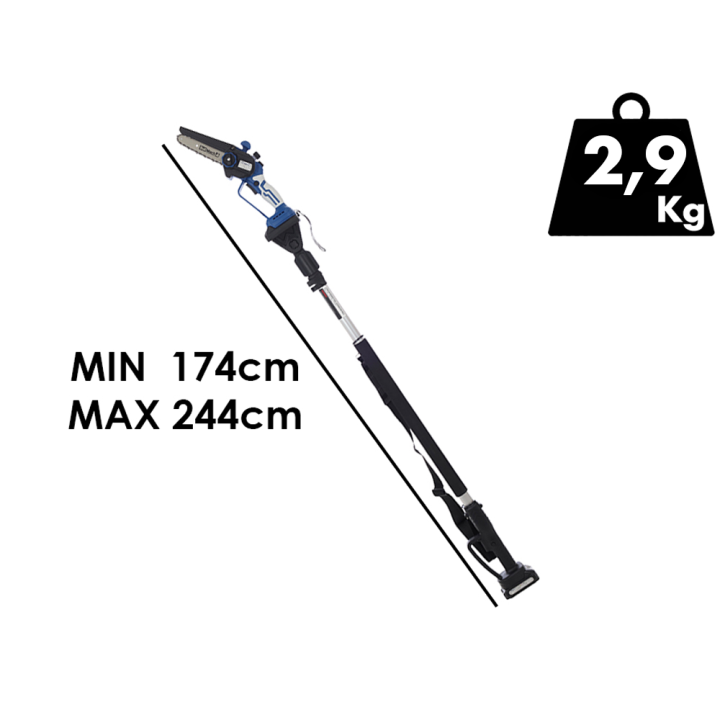 BullMach AION 10 akkuoksasaha teleskooppivarrella, 2 × 21 V 2 Ah