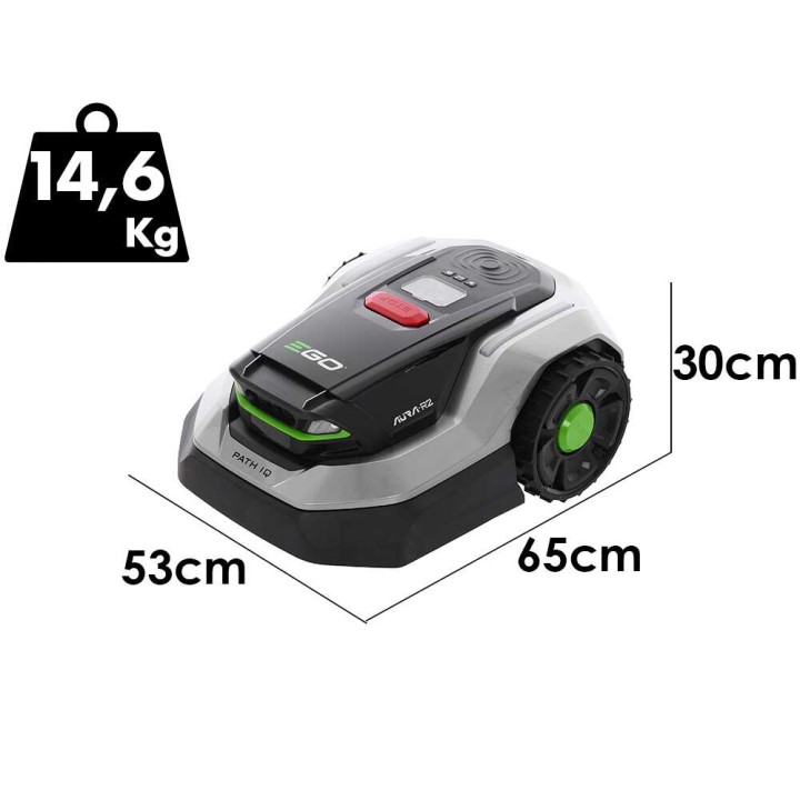 EGO AURA-R2 RMR1500E robottiruohonleikkuri ja ST1300E-S-akkutrimmeri, 1 500 m²