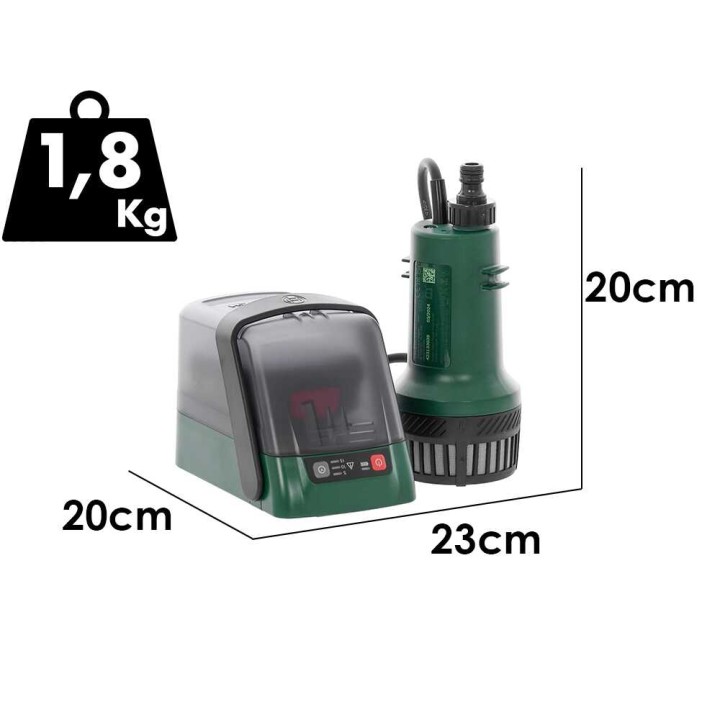 Bosch GardenPump 18V-2000 uppopumppu kirkkaalle vedelle, 18 V, 1 998 l/h