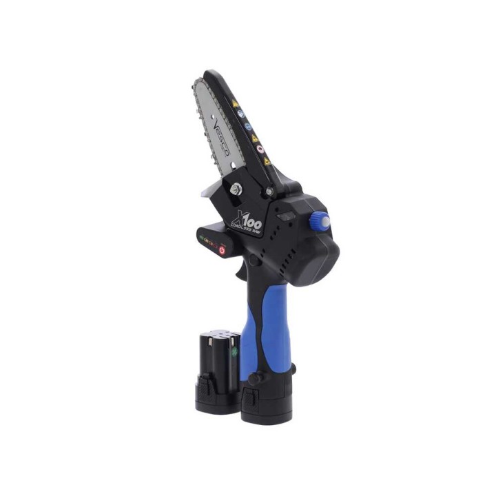 Vesco X100 akkukäyttöinen oksasaha, 350 W, 2 akkua, 14,4 V, 10 cm