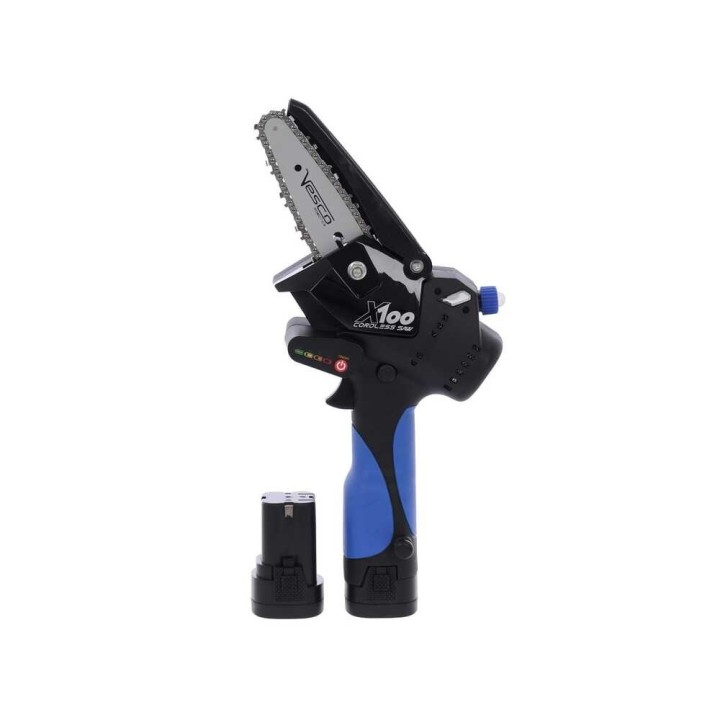 Vesco X100 akkukäyttöinen oksasaha, 350 W, 2 akkua, 14,4 V, 10 cm