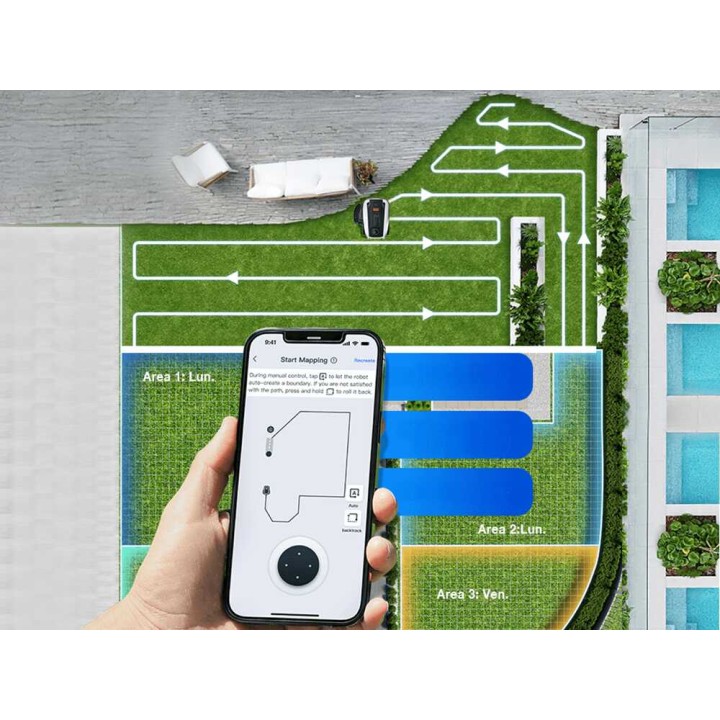 Ecovacs Goat O1200 LiDAR PRO -robottiruohonleikkuri, ilman rajakaapelia, 1 200 m²